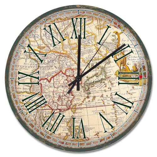 Madcolitote Vintage Landhausstil Holz Scheune Board Mittelalter Europa Holz Wanduhr Alte Weltkarte Wanduhren Batteriebetrieben 38,1 cm Ruhestand Dekor für Büro Schule Badezimmer Madcolitote Vintage Landhausstil Holz Scheune Board Mittelalter Europa Holz Wanduhr Alte Weltkarte Wanduhren Batteriebetrieben 38,1 cm Ruhestand Dekor für Büro Schule Badezimmer von Madcolitote