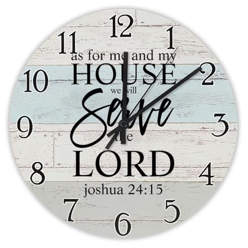 Madcolitote Wanduhr aus Holz, Aufschrift "As for Me And My House We Will Serve The Lord Joshua" 24:15 cm, Jesus Bibelvers 30,5 cm, batteriebetrieben, religiöse Dekoration für Schlafzimmer, Wohnzimmer Madcolitote Wanduhr aus Holz, Aufschrift "As for Me And My House We Will Serve The Lord Joshua" 24:15 cm, Jesus Bibelvers 30,5 cm, batteriebetrieben, religiöse Dekoration für Schlafzimmer, Wohnzimmer von Madcolitote