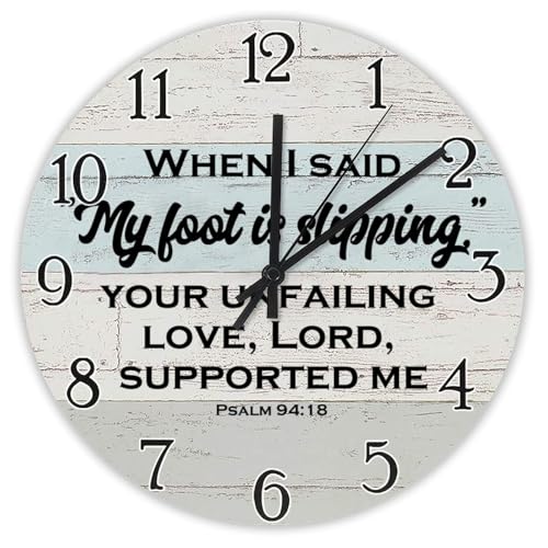 Madcolitote Wanduhr mit Bibelvers und Aufschrift "When I Said My Foot Is Slipping Your Unfailing Love", christliche Schrift, Heimdekoration für Zuhause, Küche, Büro, Schule, Badezimmer, 25,4 cm Madcolitote Wanduhr mit Bibelvers und Aufschrift "When I Said My Foot Is Slipping Your Unfailing Love", christliche Schrift, Heimdekoration für Zuhause, Küche, Büro, Schule, Badezimmer, 25,4 cm von Madcolitote