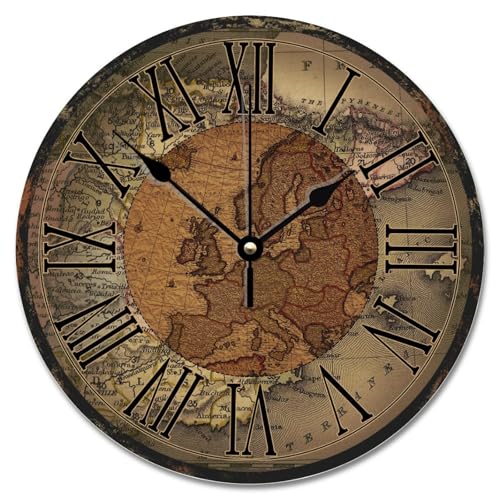 Madcolitote Wanduhr mit alter Weltkarte, mittelalterliches Europa, Holzmaserung, große Wanduhren, batteriebetrieben, 30,5 cm, Bauernhaus, Heimdekoration für Schlafzimmer, Wohnzimmer, Küche, Schule Madcolitote Wanduhr mit alter Weltkarte, mittelalterliches Europa, Holzmaserung, große Wanduhren, batteriebetrieben, 30,5 cm, Bauernhaus, Heimdekoration für Schlafzimmer, Wohnzimmer, Küche, Schule von Madcolitote