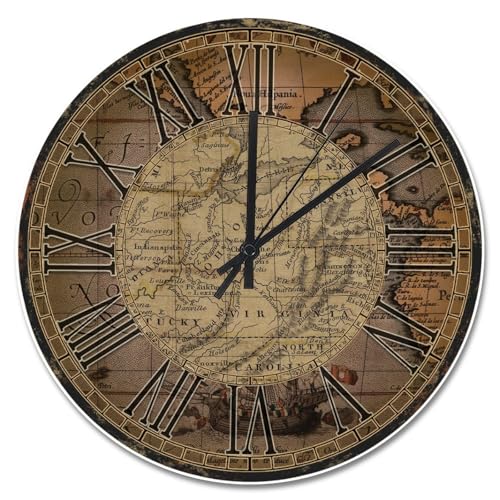 Madcolitote Wanduhr mit alter Weltkarte, mittelalterliches Europa, verwitterter Holzboden, große Holzwanduhren, batteriebetrieben, 38,1 cm, Bauernhaus-Wanddekoration für Zuhause, Küche, Büro, Schule Madcolitote Wanduhr mit alter Weltkarte, mittelalterliches Europa, verwitterter Holzboden, große Holzwanduhren, batteriebetrieben, 38,1 cm, Bauernhaus-Wanddekoration für Zuhause, Küche, Büro, Schule von Madcolitote