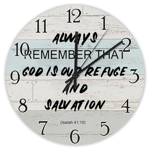 Madcolitote Wanduhr mit religiösem Glaube, 25,4 cm, große Wanduhren "Always Remember That God Is Our Refuge And Salvation", Bibelvers Dekor für Wohnzimmer, Schlafzimmer, Büro, Küche, Hochzeitsgeschenk Madcolitote Wanduhr mit religiösem Glaube, 25,4 cm, große Wanduhren "Always Remember That God Is Our Refuge And Salvation", Bibelvers Dekor für Wohnzimmer, Schlafzimmer, Büro, Küche, Hochzeitsgeschenk von Madcolitote