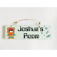 Thema Roboter Name Plaque Sci Fi Benutzerdefinierte Kinder Schlafzimmer Türschild Weltraum Hauswanddekor Personalisiertes Geschenk Für von MaddisonGifts
