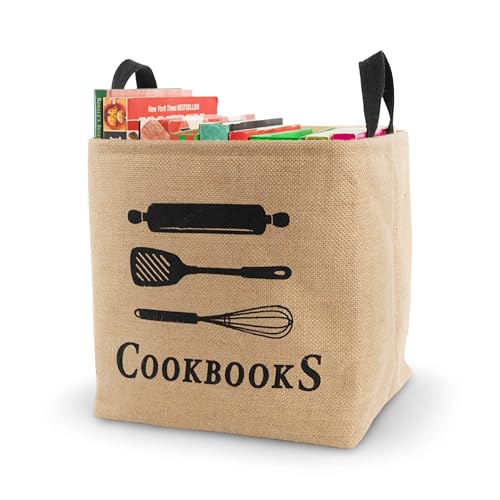 Made Easy Kit Kochbuch-Organizer und Aufbewahrungskorb aus Sackleinen – stabile, dicke, weiche Griffe für einfache Verwendung – Rezeptbücher, Lesematerialkorb, Taschenhalter für Tischplatte, Regal, Made Easy Kit Kochbuch-Organizer und Aufbewahrungskorb aus Sackleinen – stabile, dicke, weiche Griffe für einfache Verwendung – Rezeptbücher, Lesematerialkorb, Taschenhalter für Tischplatte, Regal, von Made Easy Kit