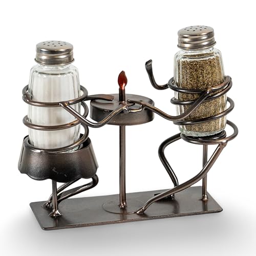 Made Easy Kit Salz- und Pfefferstreuer-Set aus Glas und Gestell – inklusive 2 Gewürzdosen (Paar-Kerzenlichttisch) von Made Easy Kit