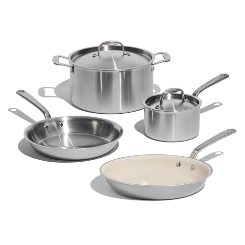 Made In Cookware – 6-teiliges Edelstahl-Kochgeschirr-Set – 5-lagig beschichtet – Inklusive Bratpfanne, Kochtopf und Suppentopf – Professionelle Qualität – Hergestellt in Italien – Induktionskompatibel Made In Cookware – 6-teiliges Edelstahl-Kochgeschirr-Set – 5-lagig beschichtet – Inklusive Bratpfanne, Kochtopf und Suppentopf – Professionelle Qualität – Hergestellt in Italien – Induktionskompatibel von Made In
