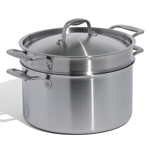 Made In Cookware – 7,57 l Suppentopf aus Edelstahl mit Deckel und Nudeleinsatz – 5-lagige Edelstahlbeschichtung – Professionelles Kochgeschirr – Hergestellt in Italien – Induktionskompatibel Made In Cookware – 7,57 l Suppentopf aus Edelstahl mit Deckel und Nudeleinsatz – 5-lagige Edelstahlbeschichtung – Professionelles Kochgeschirr – Hergestellt in Italien – Induktionskompatibel von Made In
