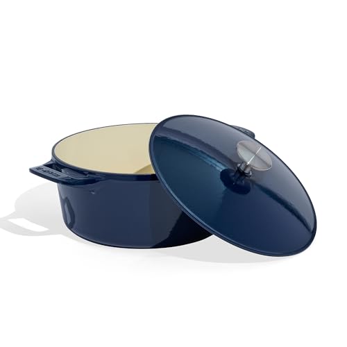 Made In Cookware – Dutch Oven 5,2 l – Blau – Emailliertes Gusseisen – Außergewöhnliche Wärmespeicherung und Haltbarkeit – Professionelles Kochgeschirr von Made In