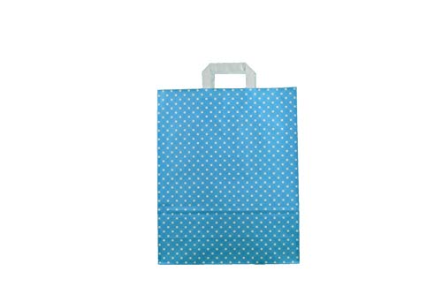 Papiertragetasche 32+12x40cm blau mit weißen Punkten Größe 100 Stück von Made in EU