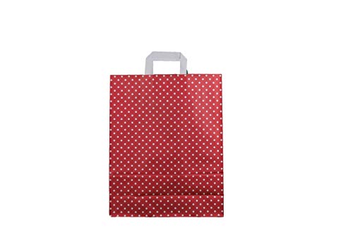 Papiertragetasche 32+12x40cm rot mit Punkten Größe 50 Stück von Made in EU