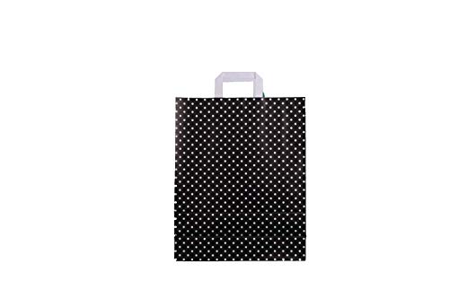 Papiertragetasche 32+12x42cm schwarz mit weißen Punkten Größe 250 Stück von Made in EU