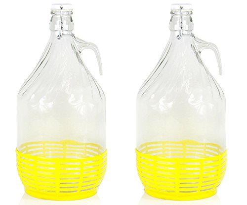 2 x 5L Weinballon Glasballon gut schließbarer Bügelverschluss Glasflasche von Made in Italy