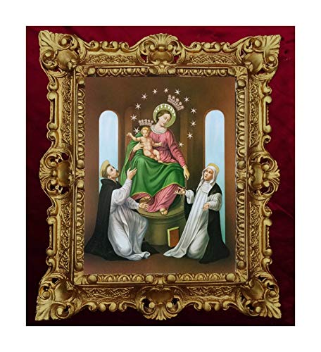 Gemälde Religiös Maria Jesus Ikonen Antik Heiligenbild mit Rahmen 45x38cm Our Lady of Pompei Madonna di Pompei Madonna von Pompeji 48B von Made in Italy