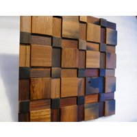 Handgefertigte Mosaik-Wandfliese Aus Wiedergewonnenem Altholz 3D-Wandkunst von Made4Decor