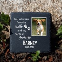 Personalisierte Ihr Haustier Foto Name Datum Dunkelgrau Natur Schiefer Gedenktafel Hund Grabstein Katze Markierung 10 X cm 15 20 von MadeForYouPrint