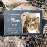 Personalisierte Natürliche Dunkelgraue Blumenrahmen Haustier Gedenktafel Katze Grabstein Hundegrabstein in Der Größe 20x30cm von MadeForYouPrint