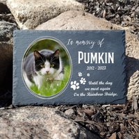Personalisierte Foto Haustier Verlust Natürliche Dunkelgraue Erinnerungsstein-Plakette Katzengrabmarkierung Hundegrabstein in Der Größe 20 X 30 von MadeForYouPrint