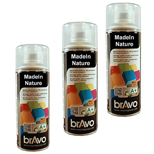 MadeInNature 3 x 400 ml Farbspray Farblos matt Satin Glanz Innen und Außen 400 ml (Satin Lack 180404 3er Pack) von MadeInNature