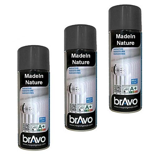 MadeInNature 3 x 400 ml Farbspray für hohe Temperaturen oder Heizkörper, für Innen- und Außenbereich, 3 x Heizkörper in Anthrazit Ral 7016 von MadeInNature