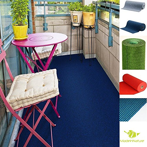 MadeInNature Rasenteppich Kunstrasen mit Noppen, Größe Auswählen | Außen Teppich | Für Garten, Terrasse, Balkon etc (300 x 200 cm, Blau) von MadeInNature