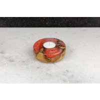 Epoxy Runde Kerzenhalter Aus Holz | Pfirsich Pink Niedliche Teelicht Geschenke von MadeOfOliveWood