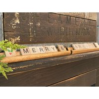 Holz Scrabble Fliesen/ Weihnachten Fliesen Dekor/ Bauernhaus Weihnachten/ Weihnachtsdeko/ Stück von MadeOverMemories