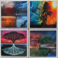 Fliesen Untersetzer - Bäume 4Er Set | 2 Sets Kaufen 1 Kostenlos Erhalten Set, Keramik, Personalisiert, Untersetzer, Marmor von MadePerfectCoasters