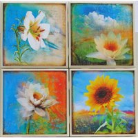 Fliesenuntersetzer - Blumen 4Er Set | 2 Sets Kaufen 1 Kostenlos Erhalten Untersetzer Set, Keramik, Personalisiert, Untersetzer, Marmor von MadePerfectCoasters