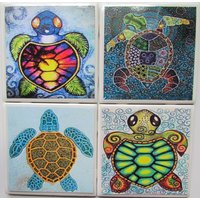 Fliesenuntersetzer - I Love Turtles Set Von 4 | 2 Sets Kaufen 1 Kostenlos Erhalten Untersetzer Set, Keramik, Personalisiert, Untersetzer, Marmor von MadePerfectCoasters