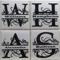 Fliesenuntersetzer - Initialen | 4Er Set | 2 Sets Kaufen 1 Set Kostenlos Erhalten Untersetzer Set, Keramik, Personalisiert, Untersetzer, Marmor von MadePerfectCoasters