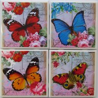 Fliesenuntersetzer - Schmetterling Design 4Er Set | 2 Sets Kaufen 1 Kostenlos Erhalten Untersetzer Set, Keramik, Personalisiert, Untersetzer, Marmor von MadePerfectCoasters