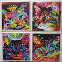 Keramik Fliesen Untersetzer - Katzen Design 4Er Set | 2 Sets Kaufen 1 Kostenlos Erhalten Set, Keramik, Personalisiert, Untersetzer, Marmor von MadePerfectCoasters