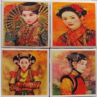 Keramik Fliesen Untersetzer - Ming Dynastie 4Er Set | 2 Sets Kaufen 1 Kostenlos Erhalten Set, Keramik, Personalisiert, Untersetzer, Marmor von MadePerfectCoasters
