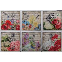 Keramik Fliesen Untersetzer - Musikblumen 6Er Set | 2 Sets Kaufen 1 Kostenlos Erhalten Set, Stein, Marmor, Personalisiert von MadePerfectCoasters