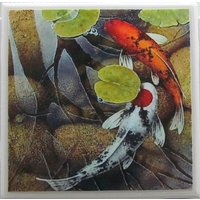 Untersetzer-Set - Koi | 4Er-Set | Kaufen Sie 2 Sets Erhalten 1 Set Gratis Untersetzer-Set, Keramik, Personalisiert, Untersetzer, Marmor von MadePerfectCoasters