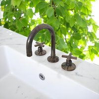 Unlackierter Messing-Badarmatur Vintage Style Waschtischarmatur, Schwarze Patina von MadeSmiles2you