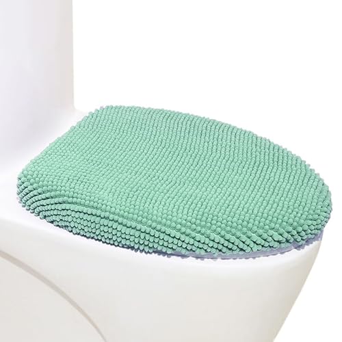 Madeals Chenille-WC-Deckelbezug, weich und saugfähig, bequem, passend für die meisten Toilettendeckel, Salbeigrün von Madeals
