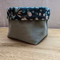 Utensilo Eucalyptus & Cord Mint | Storage For Changing Table, Bathroom + Living Room Bread Basket Bread Fabric Reversible von MadebyMonaAtelier