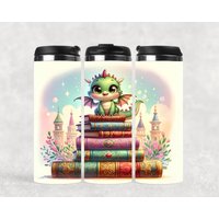 Bookworm Baby Dragon Thermobecher, Fantasy, Thermobecher Für Kalte Und Warme Getränke, Bücherwurm, Wichtelgeschenk, Kaffee To Go, Tee von Madebyanjus