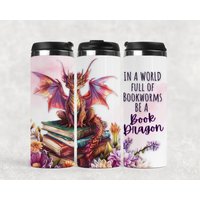 Drachen Thermobecher, Fantasy, Thermobecher Für Kalte Und Warme Getränke, Bücherwurm, Wichtelgeschenk, Kaffee To Go, Tee von Madebyanjus