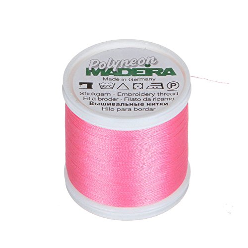 Madeira 9845-1921 2-lagiges Polyneon-Polyester-Stickgarn, 40 wt/135d 440 yd, helles Pink von MADEIRA