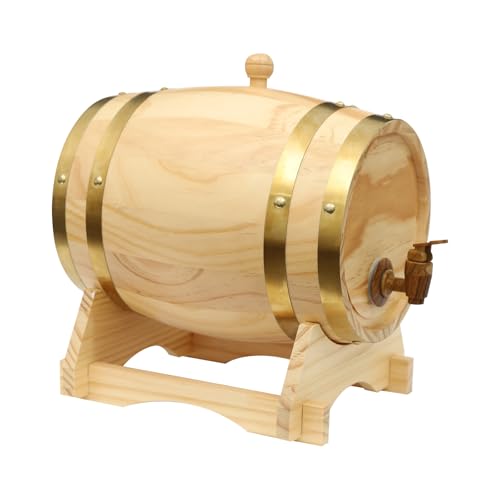 Weinfass mit Zapfhahn 5 Liter Eichenfass Holzfass 300x225x285mm Oval Schnapsfass Verschleißfest Stoßfest mit 1 Ständer Fassbügelund Wasserhahn für Häusern, Bars von Madelynn