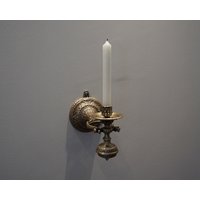 Antiker Kerzenhalter Aus Messing, Kerzenständer Mit Messinggravur, Wand - Und Stehkerzenhalter von MademoiselleElleShop