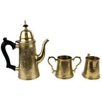 Antikes Messing Kaffee Tee Set, Gravur Set von MademoiselleElleShop