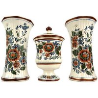 Vintage Royal Delft Polychrome Ginger Glasurne Mit Vasen, Großes Keramikschränkchen-Set von MademoiselleElleShop