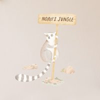 Boho Dschungel Schild Mit Lemur, Personalisierter Wandaufkleber, Plastikfreie Kinderzimmer Wandsticker von MadeofSundays
