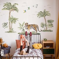 Großes Dschungel-Aquarell Wandtattoo, Plastikfreie Wandsticker Fürs Kinderzimmer von MadeofSundays