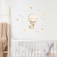 Kleine Heißluftballon Sticker, Plastikfreie Wandsticker Fürs Kinderzimmer von MadeofSundays