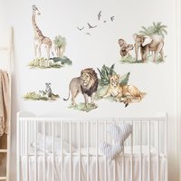 Savanna Tiere Wandaufkleber Mit Elefanten, Giraffen Und Löwen, Plastikfreie Wandsticker Fürs Kinderzimmer von MadeofSundays