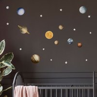 Sonnensystem Planeten Aquarell Wandtattoo - Plastikfreie Wandsticker Fürs Kinderzimmer von MadeofSundays